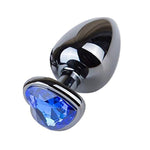 Large Heart Shaped Anal Plug with Chrome Plated Steel and Blue Jewelry for Unisex Masturbation