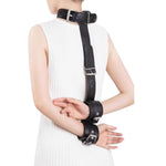 Pu Leather Collar And Counter Cuffs Alternative Sex Toys Erotic Products Couple Flirting Back Cuffs Adult Erotic Products – Wide Waist & Neck Harness With Secure Wrist Cuffs
