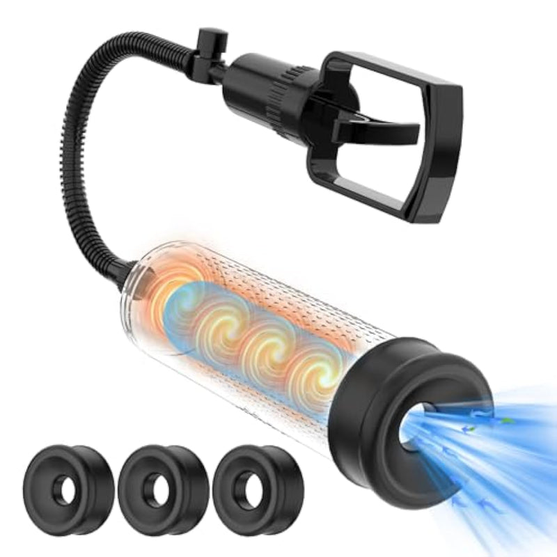 Manual Penis Pump Massage Sex Toys For Men - Vacuum Dick Enlarger With 3 Sleeves, Cock Pumps Enlargement Tool Handheld Male Masturbation Suction Pussy Sexual Stimulation Device For Stronger Erection