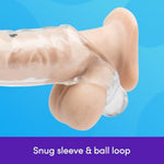 Mega Mighty Thick Penis Sleeve | 1-3 Extra Inches Penis Extender With Ball Loop | Realistic Sexual Stimulation Device | Couples Cock & Girth Enhancer Adult Sex Toys For Men | Clear