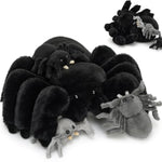 4Pcs Large Spider Plush, 16 Inch Mommy Spider Stuffed Animals With 3 Baby, Soft Cuddly Pillow Plush Gifts For Kids Boys Girls, Black