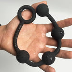Butt Plug With Silicone Anal Bead Anal Sex Toys With Safe Pull Ring In Black (S)