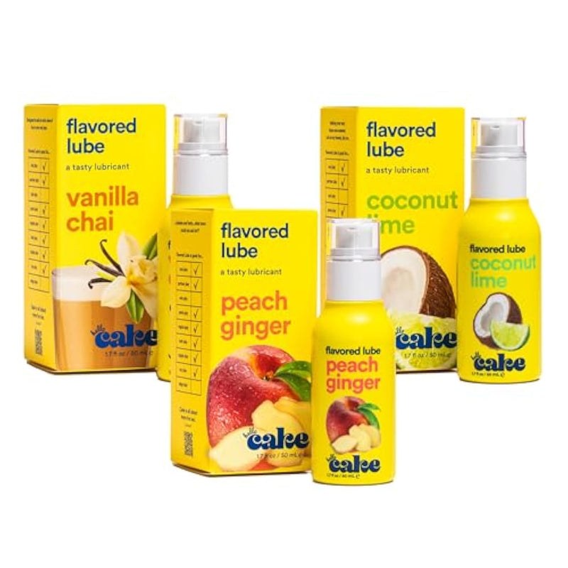 Hello Flavor Lube Variety Pack, Water-Based Flavored Personal Lubricants - Includes Peach Ginger, Vanilla Chai, And Coconut Lime – Made Without Added Sugar, Easy Clean-Up, 1.7 Fl Oz Each
