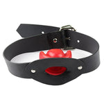 Latex Mask with Bite Gags and Bondage Belt, Red Mouth Lip Facing Tongue