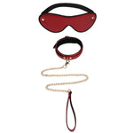 Leather Bondage Restraints Kit with Adjustable Collar and Chain for Couples