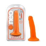 Blush Neo 6" Slim Realistic Dildo, Dual Density Soft Sensa Feel Penis - Suction Cup, Harness Compatible Anal, Vaginal, Pegging Play Lifelike Cock, Adult Sex Toy For Women, Men, Couples - (Neon Orange)
