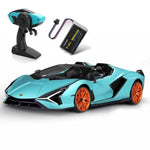Lamborghini Remote Control Car, 1:12 Scale Lambo Toy Car 7.4V 900Mah Officially Licensed 12Km/H Fast Rc Cars With Led Light 2.4Ghz Model Car For Adults Boys Girls Birthday Ideas Gift - Blue