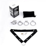 Silent Lock Stainless Steel Chastity Cage With 1-Way Belt And 3 Size Rings- Adult Sex Toy For Bondage