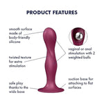 Double Ball-R | Weighted Dildo | Vaginal And Anal Stimulation | Suction Cup Base | Unisex | Body-Friendly Silicone (Berry)