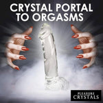 Pleasure Crystals 7.1" Glass Dildo With Balls For Men, Women & Couples. Realistic Texture, Latex-Free And Phthalate-Free, Ideal For Temperature Play. 1 Piece, Clear.