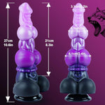 2.4" Diameter Silicone Fantasy Monster Knotted Dildo With Suction Cup, 10 Inch Huge Large Thick Dragon Horse Dog Knot Dildo G-Spot Penis, 8" Realistic Pink Purple Animal Anal Dildos Sex Toy For Women