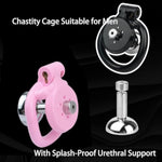 Chastity Cage Kit With 4 Rings 40-55Mm, Resin Cock Cage With Vent Holes And Detachable Urinal Support Bracket Male Chastity Devices (Black+Belt)