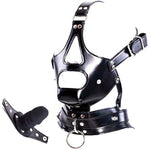 Leather Bondage With Detachable Silicone Dildo Mouth Gag Adjustable Head Harness Bdsm Fetish Slave Restraints For Men Women Couple