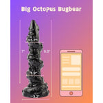 9.3'' Monster Thrusting Dildo, Octopus Tentacle Design With Suction Cup, Huge Fantasy Knot Dildo For Women, Men, Couples - Black