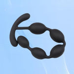 Black Silicone Bead Butt Plug for Prostate Massage and Adult Pleasure