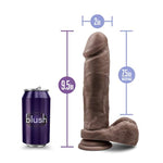 Blush Sex Toys – Dr. Skin Mr. Magic - 9 Inch Realistic Dildo With Balls - Thick 2” Girth Bbc Penis - Veiny Big Cock With Suction Cup & Strap On Compatible - Adult Toy For Women Men Couples – Chocolate