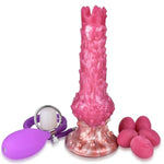 Ovipositor Monster Dildo With 5Eggs, 9Inch Knotted Pink Silicone Dildos Inflatable Pneumatic Pump Dog Dildo Oopod Sex Toys For Women Men Anal Play