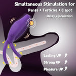 Vibrating Cock Ring With Clitoral Stimulator Silicone Penis Ring Vibrator With G Spot Clitoris Vibrator Rechargeable Waterproof 10 Vibrations Adult Male Sex Toy For Male Female Couple Pleasure?Purple?