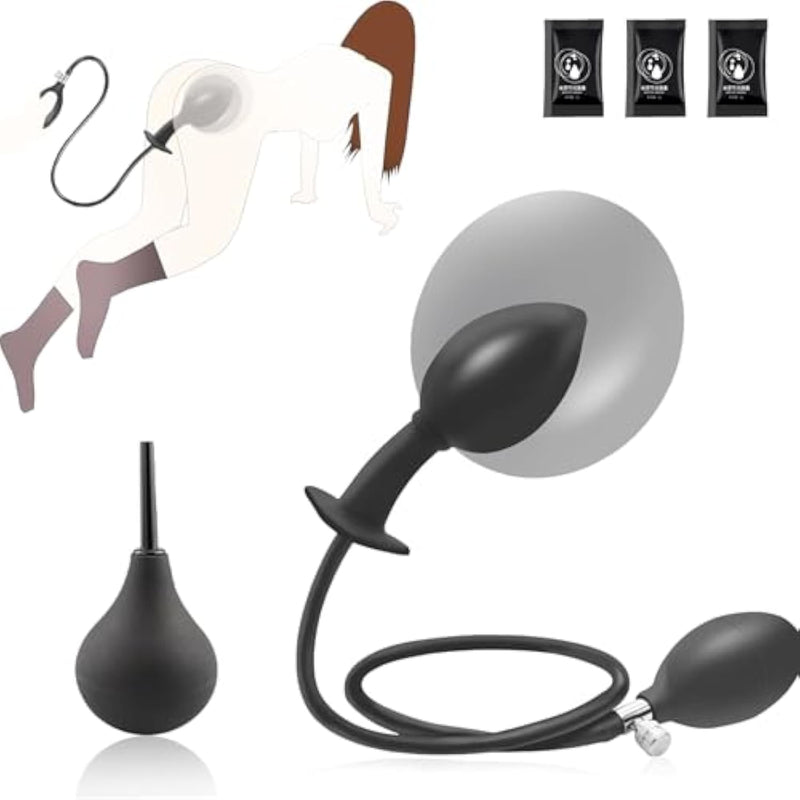 New Silicone Inflatable Anal Plug With Center Shaft (For Easier Insertion) Silicone Balloon Pump With Quick Release Valve For Beginners And Advanced Users Adult Sex Toys
