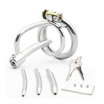 Penis Cage Male Chastity Device Lock With 3 Catheters Stainless Steel Chastity Cage Hollow Breathable Rings Men Sissy Bondage Set (45Mm)
