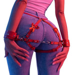 Red Bondage Restraints Bdsm Kit With Backhand Handcuffs And Waist Blet?Leg Blet?Bondage Harness? Bondage Gear & Accessories Pu Leather Sex Straps Harness Set