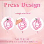 Male Chastity Lock with Adjustable Rings and Push-Button Design for Couples