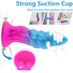 Realistic Silicone Monster Anal Dildo And Suction Cup Blue And Pink Mixed Anal Toys Fantasy Hands-Free Play For Sex Lovers Female Masturbators And Gay Men Sex Toy (7 Inch)