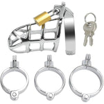Male Chastity Device Cock Cage - Zinc Alloy Chastity Device Locked Cage Sex Toy For Men With 3 Different Sizes Rings Adult Sex Toy For Male Penis Exercise 2 Keys Included | Silvery