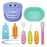 9Pcs Plastic Simulation Dentist Play Set Medical Kit Pretend Toy For Kids Hygienic Habbit Cultivation Role Play Game For Children 6 Colors Simple Opp Bag Packaging (Mixed Color)
