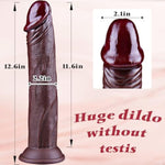 2.3" Diameter Extra Thick Silicone Realistic Black Dildo For Women Men Gay, 12 Inch Long Anal G-Spot Dildo With Suction Cup, Extra Wide Huge Girthy Giant Massive Real Dildos Strap On Sex Toy For Adult