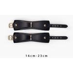 Premium Leather Bdsm Restraint Set, Cuffs, Collar, Gag, Spanking Paddle And Chains For Advanced Bondage Play, Black