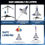 Kids Rocket Launcher Toy, 2Nd Gen Improved Design, Launch Up To 200Ft, Auto-Launch Rocket Toy With Parachute, Outdoor Toys For Kids 5-13, For Boys & Girl, Gray