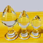 3Pcs Crystal Glass Anal Butt Plug Set - Small, Medium And Big Glass Butt Plug Anus Training Kit Sex Glass Anal Plug Masturbation Sex Slave Abuse Sex Toys For Women Men Couples Lover