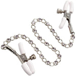 Nipple Play Crystal Chain Nipple Clamps With Adjustable Tension White