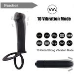 Dual Penetration Vibrating Dildo With Penis Rings, Strap-On Double Penetration Anal Sex Plug, Dildo Vibrator With Cock Rings For Men Sex Enhance, Butt Plug Strapon Anal Sex Toys For Couples (Black)