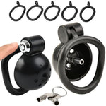 Male Press-Lock Chastity Cage Small Set With 5 Rings And Metal Urethral Dilator, Flat Penis Plug Cage, Adult Extreme Lightweight Chastity Device Slave Fetish Sm Bondage Sex Toys For Gay Men