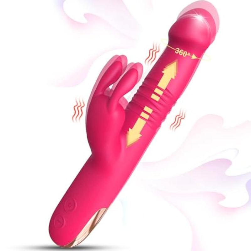 Vibrator Thrusting Dildo For Women - 3 In 1 Rabbit Vibrators Dildos With 10 Vibration Modes, G Spot Vibrator Female Sex Toys Adult Toy For Womens Or Couples Sex Toys