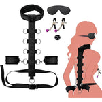 Neck To Wrist Restraints Kit With Collar Metal O Rings Behind Back Handcuffs Anti-Collar Adjustable Sex Bondage Sexy Beginner Kit Wrist Cuff Sm Sex Toy
