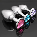 3 Pcs Luxury Jewelry Design Fetish Heart Metal Anal Butt Plug(Mixed-1)