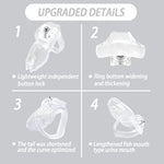 Ht-V5 Male Chastity Device Leightweight Chastity Cage Resin Ergonomic Breathable Chastity Devices With Latest Button Lock And Exclusive Keys Maxi (1.97" Ring(50Mm), Clear)
