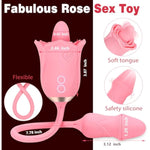 Vibrator Adult Sex Toys For Women,3 In1 Rose Clitoral Stimulator For Adult Toys With 360 Tongue Rotating And Dildo Vibrator,Couple Sex Toys,Sexual Pleasure Tools For Women