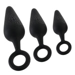 Silicone Anal Plug Training Kit With Safe Pull Ring, 3Pcs Butt Plug Trainer Set,Anal Sex Toy Trainer Kit For Beginners Men Women, Prostate Massager,Flexible Smooth Silicone Anus Dilator