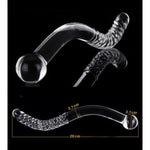 Glass Dildo Crystal Double-Ended Penis Pleasure Wand Crystal Glass Wand Dildo S Shape-Curved Dildo Anal Butt Plug For G-Spot Stimulation