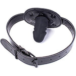Dildo Mouth Gag Fetish Bondage Silicone Penis Restraint Leather Strap-On Muzzles Bdsm Adult Sex Toys (Penis Plug Length:2.3 Inch, Black Metal1)