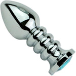 Rippled Jeweled Anal Plug | Smooth Texture | Tapered Shape | Ribbed Neck | Versatile For Temperature Play | Powerful Orgasms | Non-Porous | Carrying Bag | Backdoor Play | Dp & P-Spot | Large