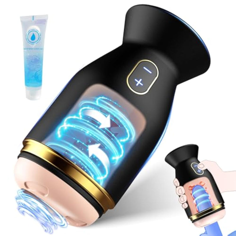 Flesh Male Masturbator Light Sex Toys For Men, Male Penis Training Vibrator With 7 Rotating Modes, Mens Sex Machine Masturbators Pocket Pussy Blowjob Toy Adult Stroker For Men Pleasure