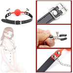 Ball Gag For Adult Bondage Restraints Sex Play, Open Mouth Bondage Gags & Muzzles, Bdsm Ball Gag Sex Play For Couples Flirt Play With Nipple Clamps