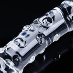 9.5" Glass Double-Ended Clear Dildo, Pleasure Wand With Ribbed And Dotted Texture, Crystal Curved Dual-Headed Transparent Dildo, G-Spot And Prostate Massager Anal Plug, Dual Toy For Men And Women