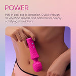 Mini Ultra Wand Vibrator Sex Toy - Travel-Size Silicone Adult Toy With Flexible Head & Internal Vibration Dampener To Prevent Hand Vibrating - 10 Patterns, Boost Mode, 100% Waterproof (Mini, Pink)