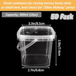 50 Pcs 10 oz Clear Slime Containers with Lids & Handles for DIY Crafts